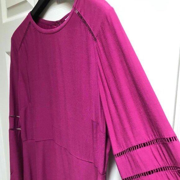 Cute LOFT Pink Midi Dress with pretty cutout details. - Picture 3 of 10